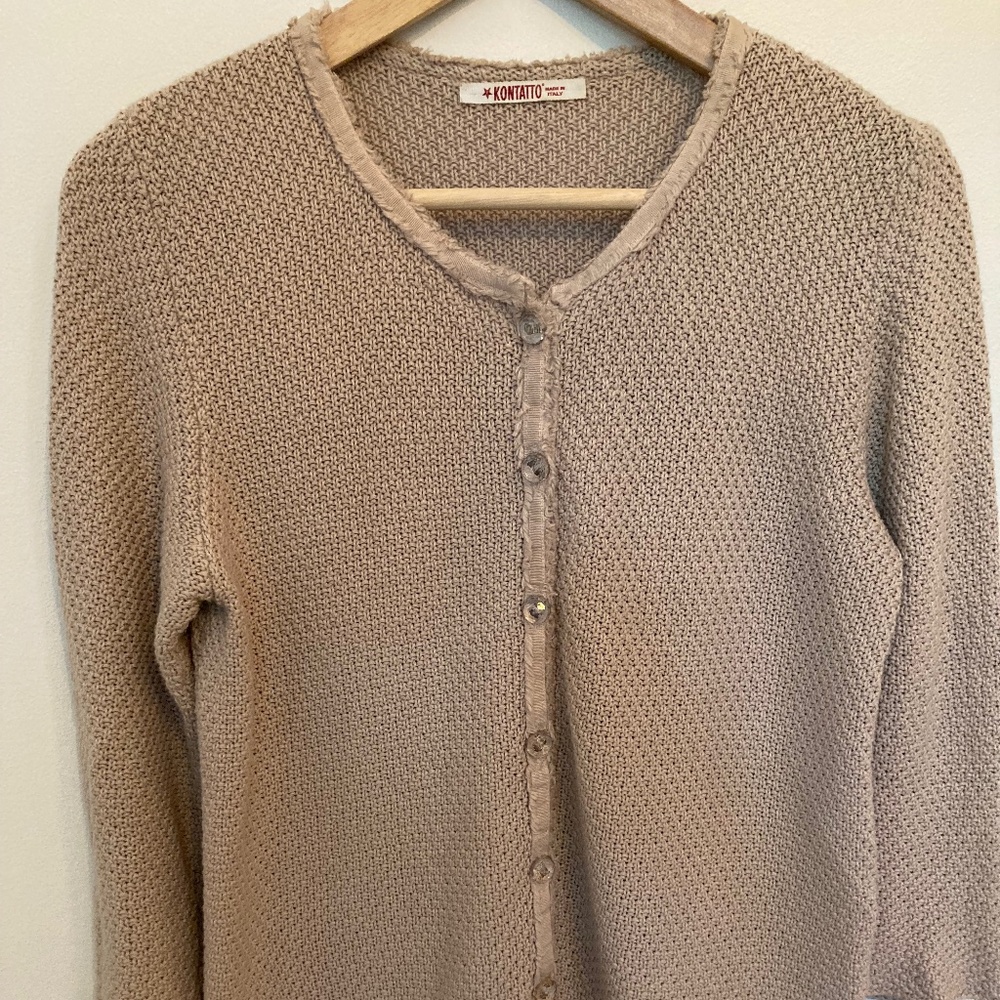 Textured Cotton cardigan beige